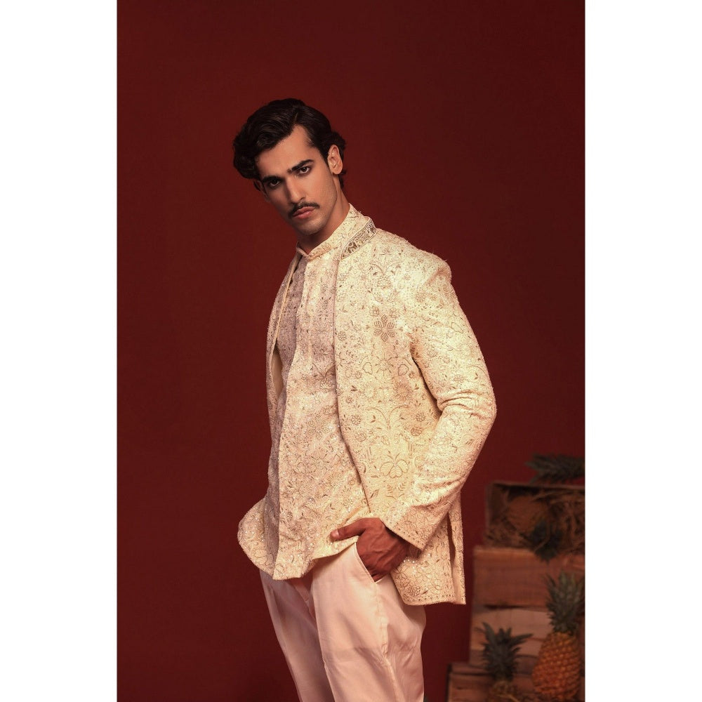 KALPRAAG Sampat Cream Kurta and Pant with Coat