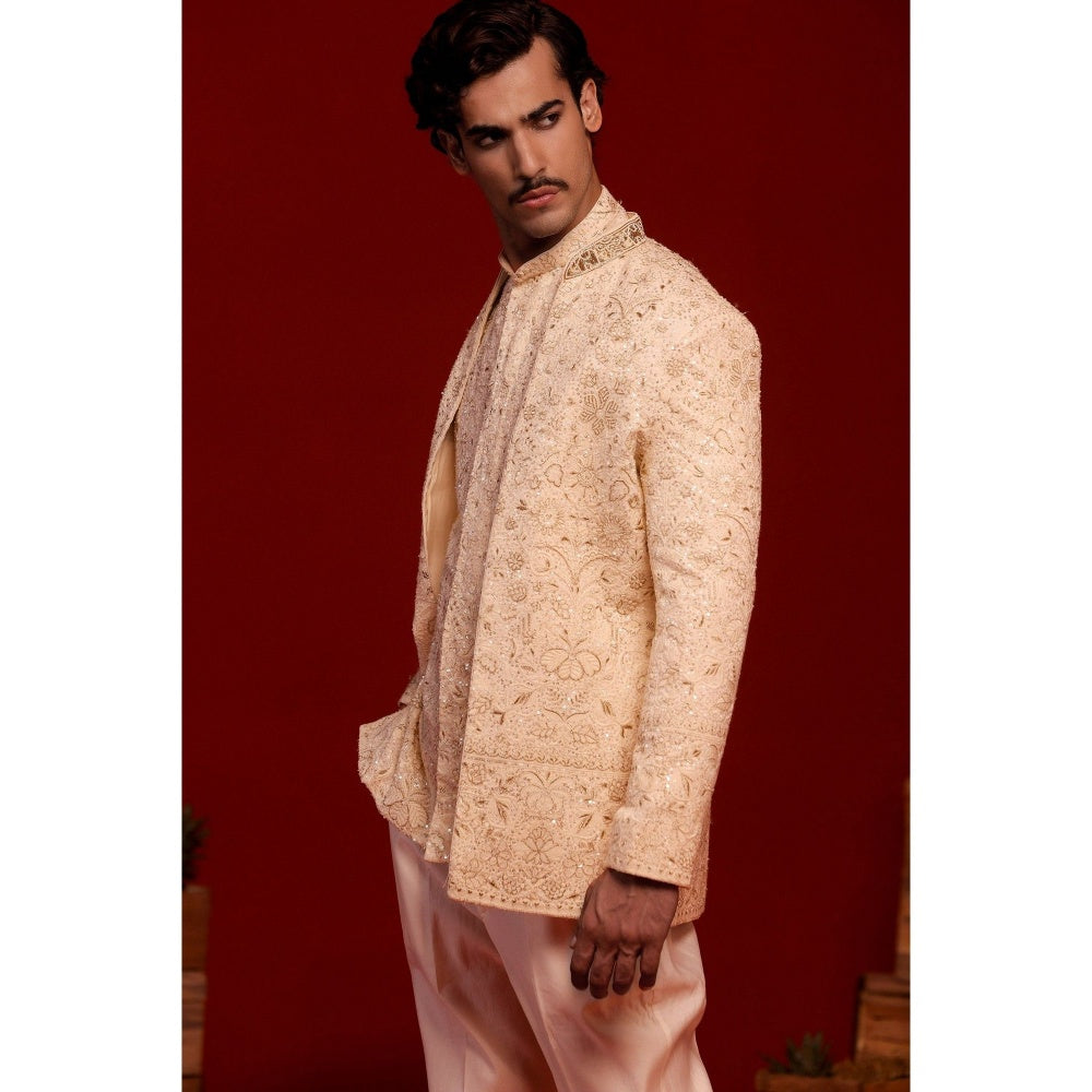 KALPRAAG Sampat Cream Kurta and Pant with Coat