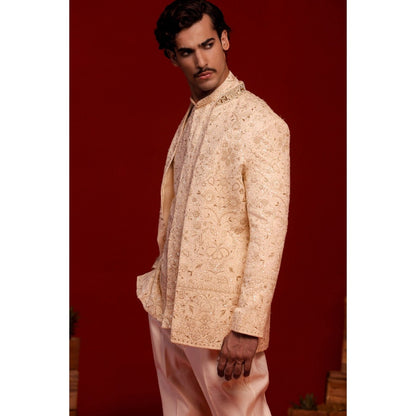 KALPRAAG Sampat Cream Kurta and Pant with Coat