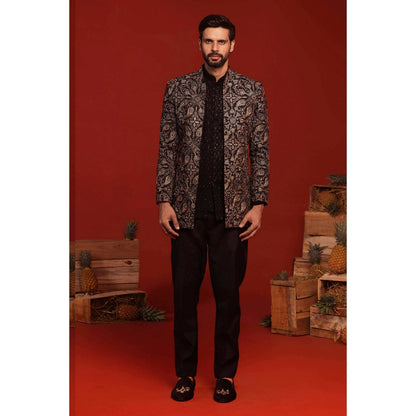 KALPRAAG Pradyut Black Kurta and Pant with Coat