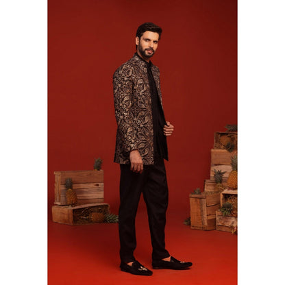 KALPRAAG Pradyut Black Kurta and Pant with Coat