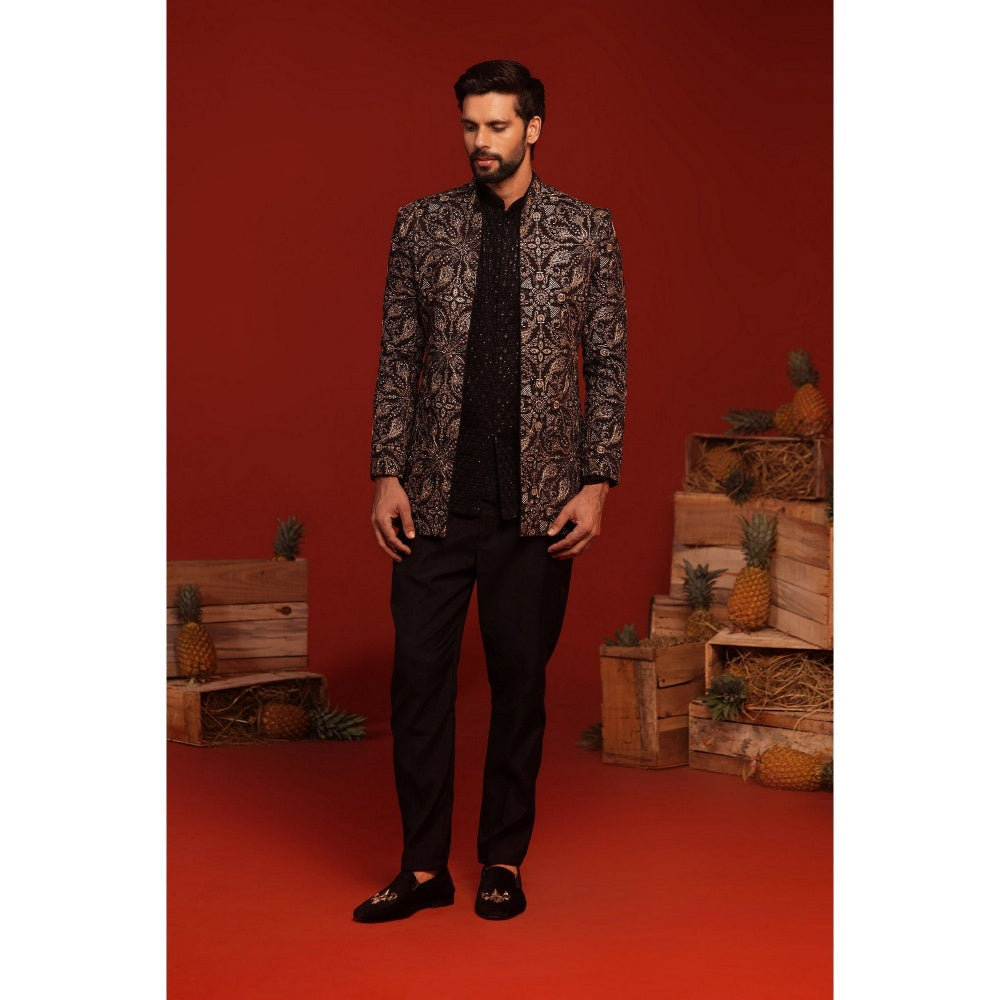 KALPRAAG Pradyut Black Kurta and Pant with Coat