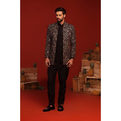 KALPRAAG Pradyut Black Kurta and Pant with Coat