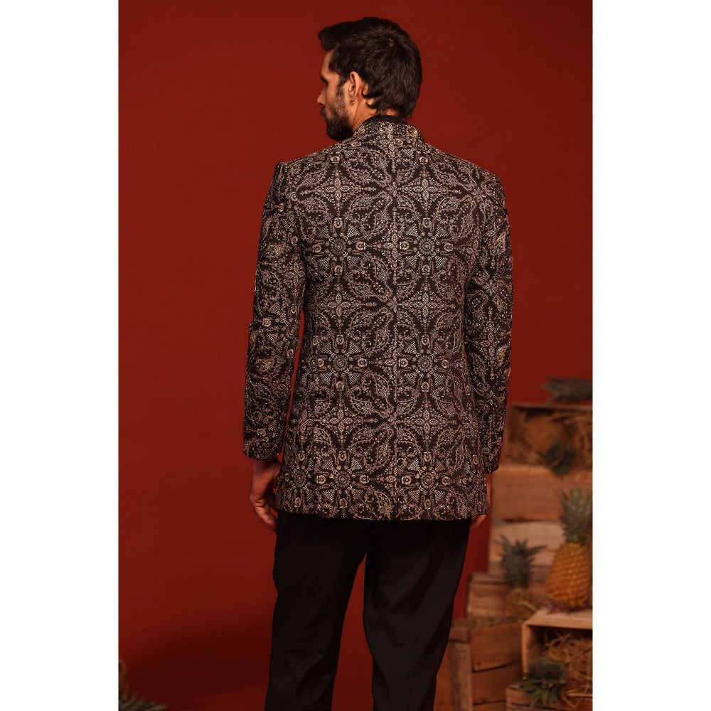 KALPRAAG Pradyut Black Kurta and Pant with Coat