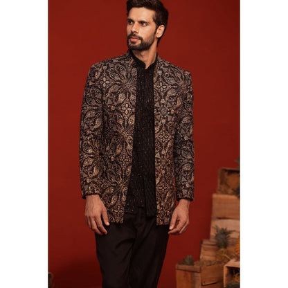 KALPRAAG Pradyut Black Kurta and Pant with Coat
