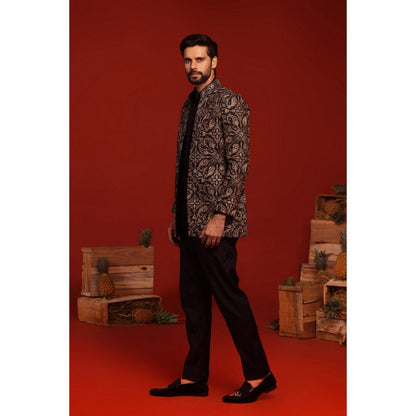 KALPRAAG Pradyut Black Kurta and Pant with Coat