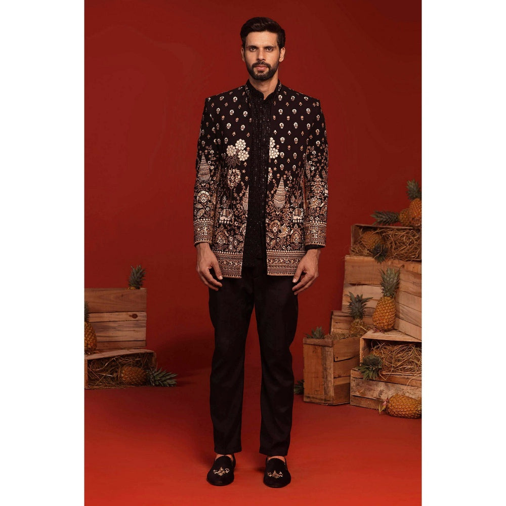 KALPRAAG Sukrit Black Kurta and Pant with Coat