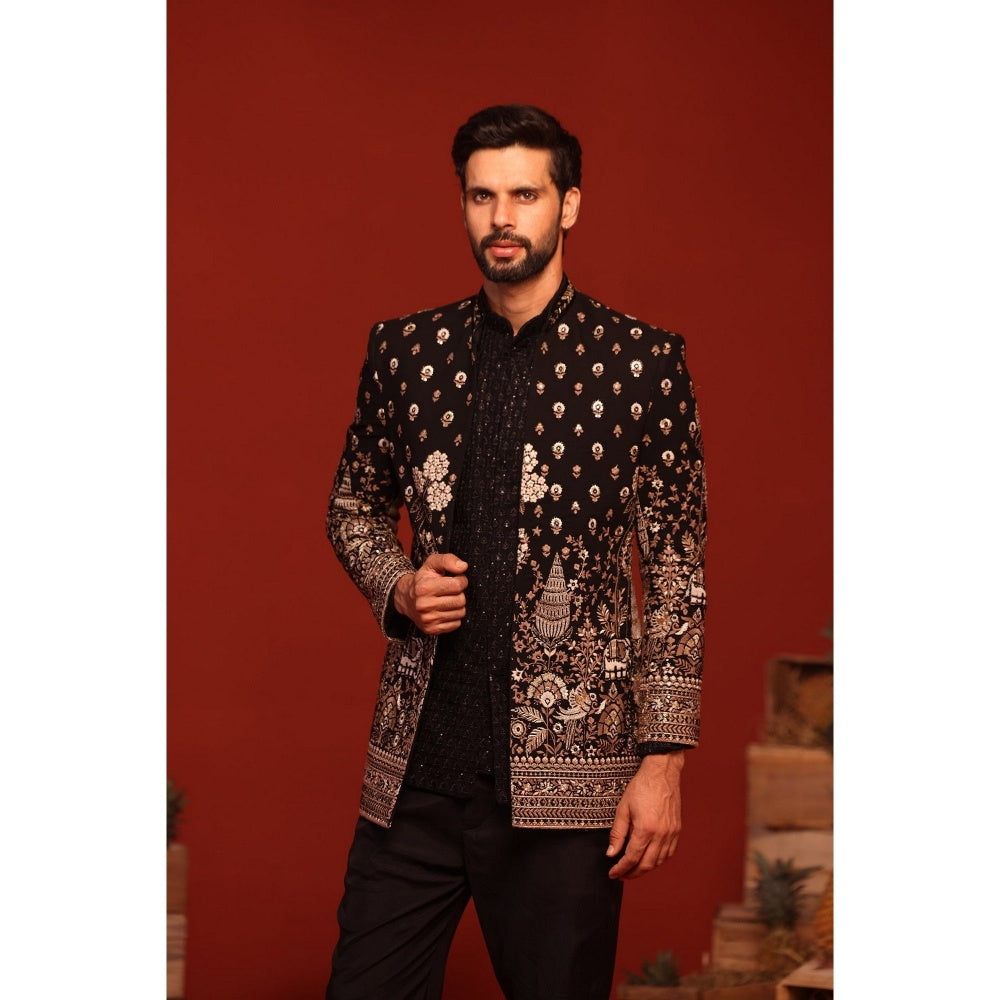 KALPRAAG Sukrit Black Kurta and Pant with Coat