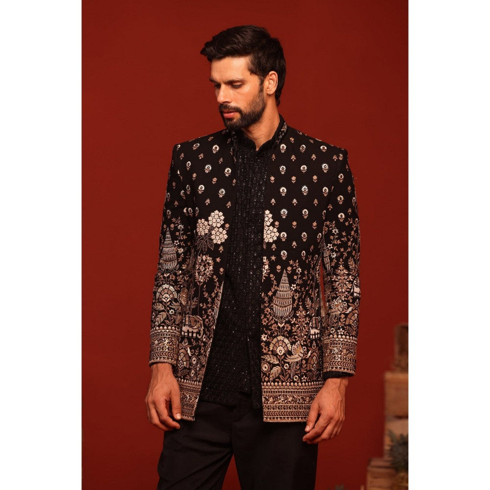 KALPRAAG Sukrit Black Kurta and Pant with Coat