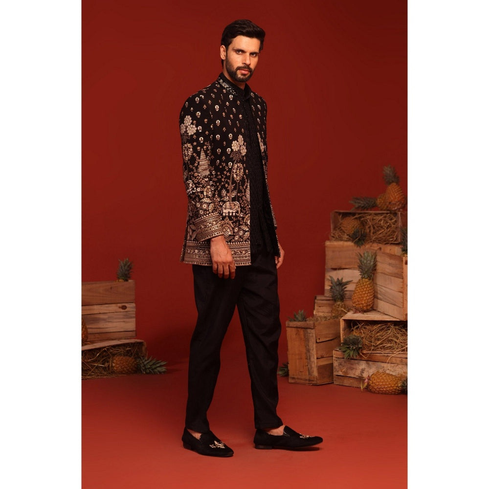 KALPRAAG Sukrit Black Kurta and Pant with Coat