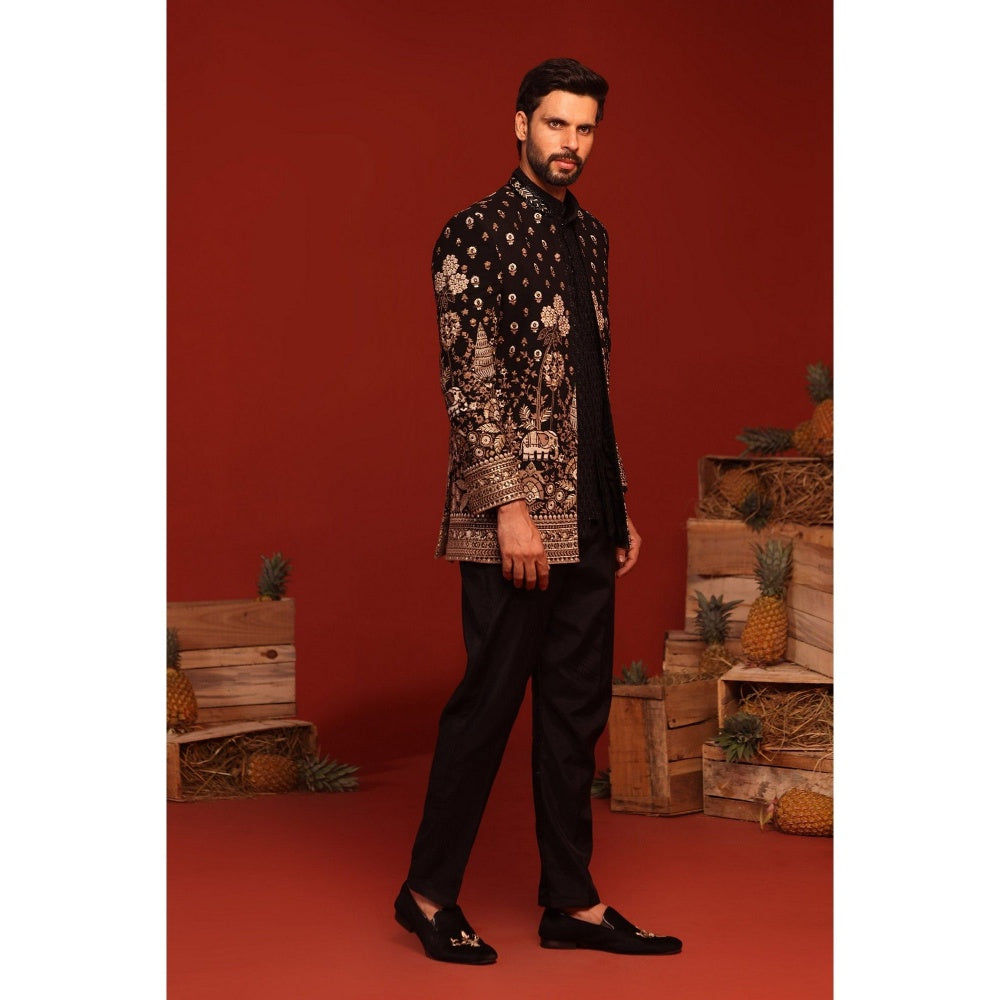 KALPRAAG Sukrit Black Kurta and Pant with Coat