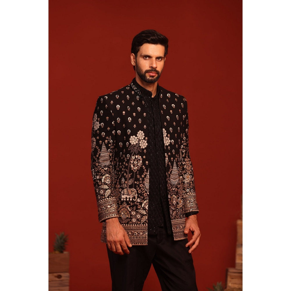 KALPRAAG Sukrit Black Kurta and Pant with Coat