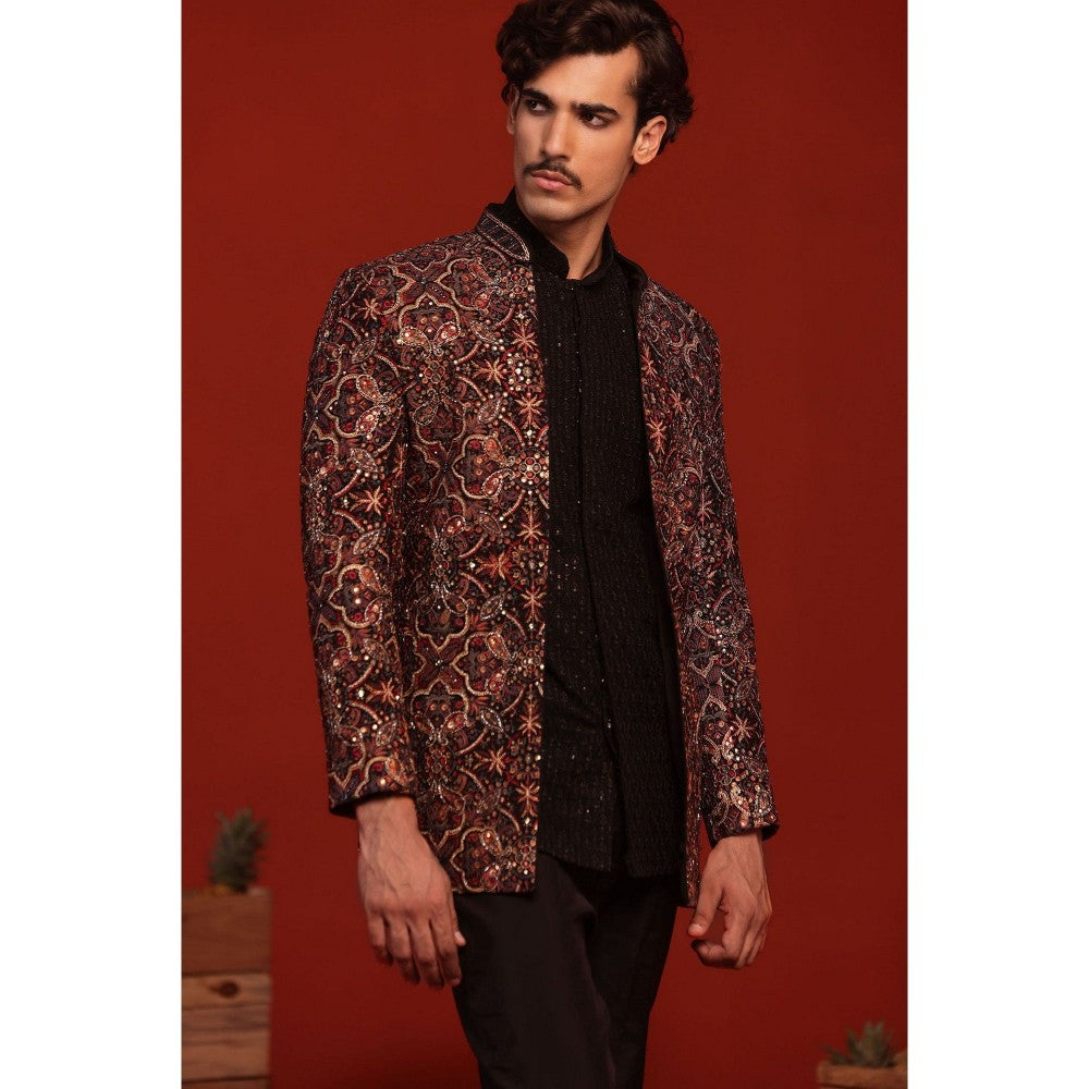 KALPRAAG Vibhor Black Kurta and Pant with Coat