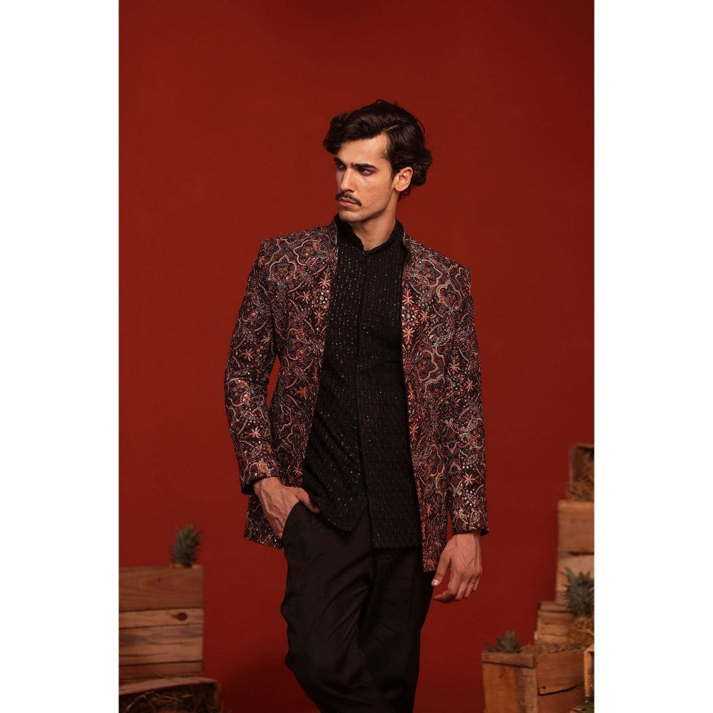 KALPRAAG Vibhor Black Kurta and Pant with Coat