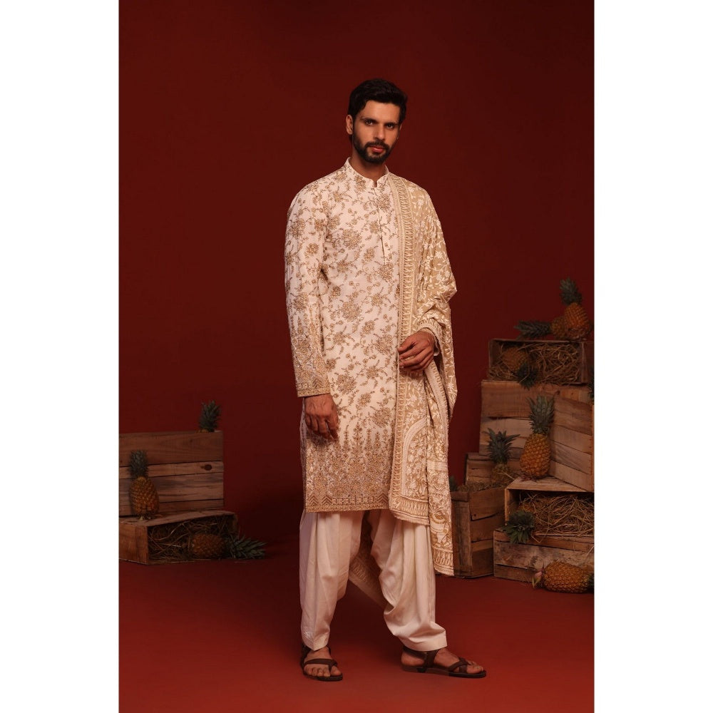 KALPRAAG Madhur Ivory Kurta with Patiala Pant and Dupatta