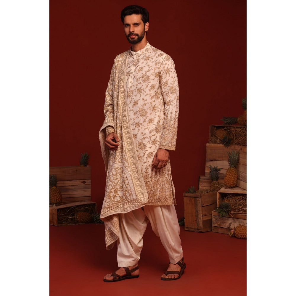 KALPRAAG Madhur Ivory Kurta with Patiala Pant and Dupatta