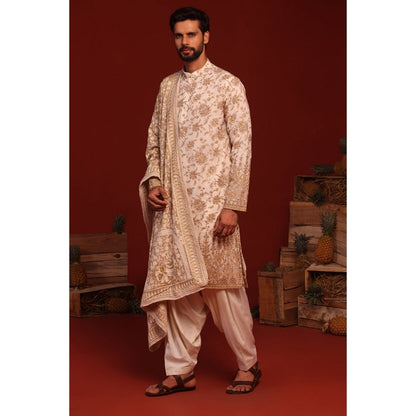KALPRAAG Madhur Ivory Kurta with Patiala Pant and Dupatta