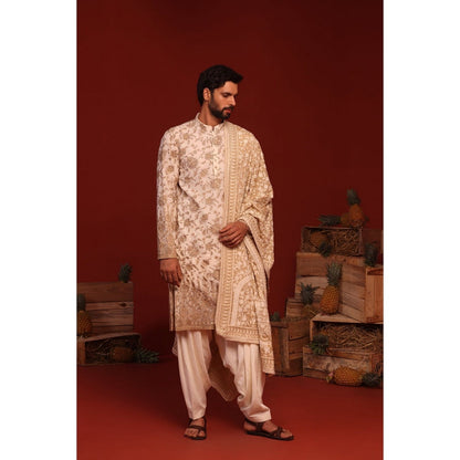 KALPRAAG Madhur Ivory Kurta with Patiala Pant and Dupatta