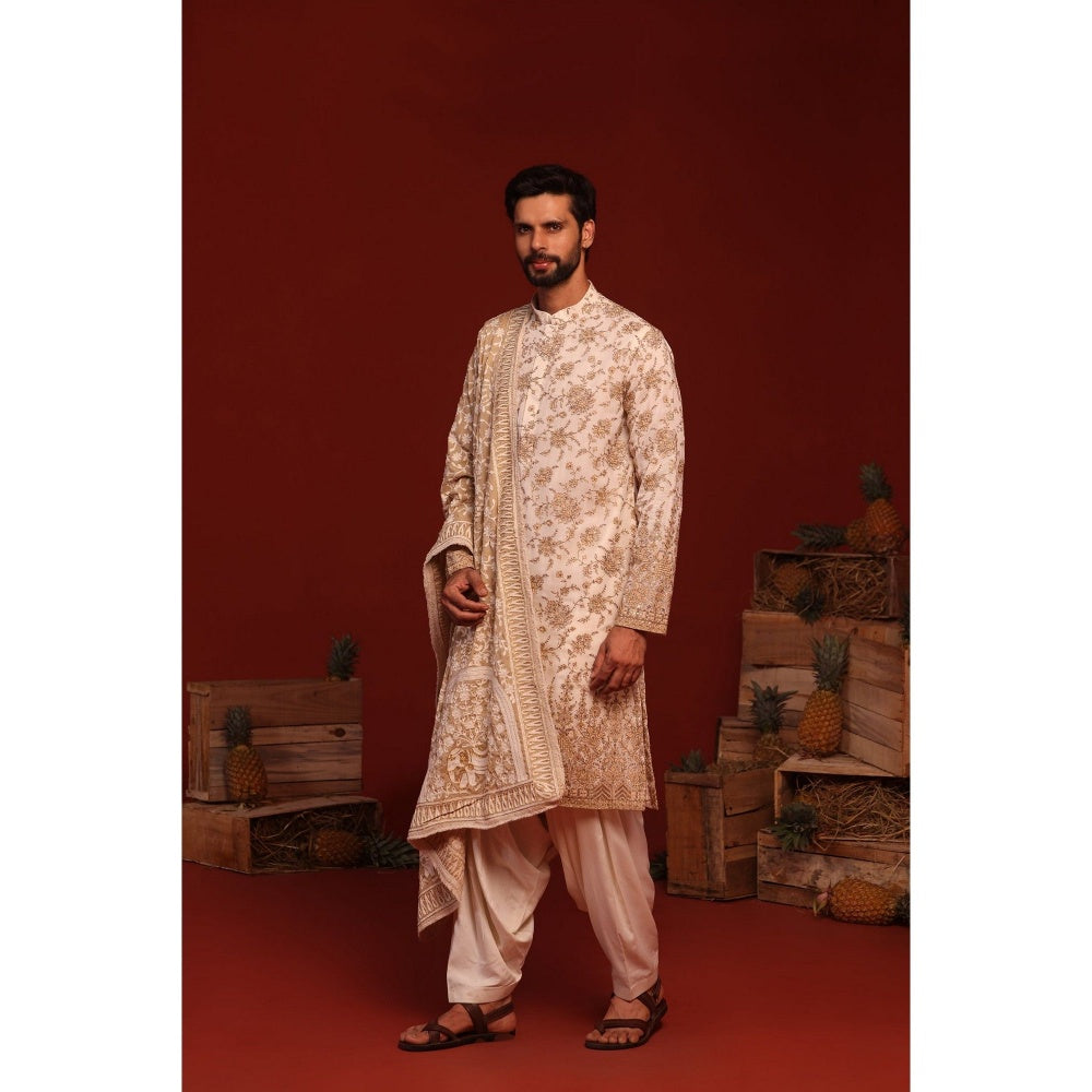 KALPRAAG Madhur Ivory Kurta with Patiala Pant and Dupatta