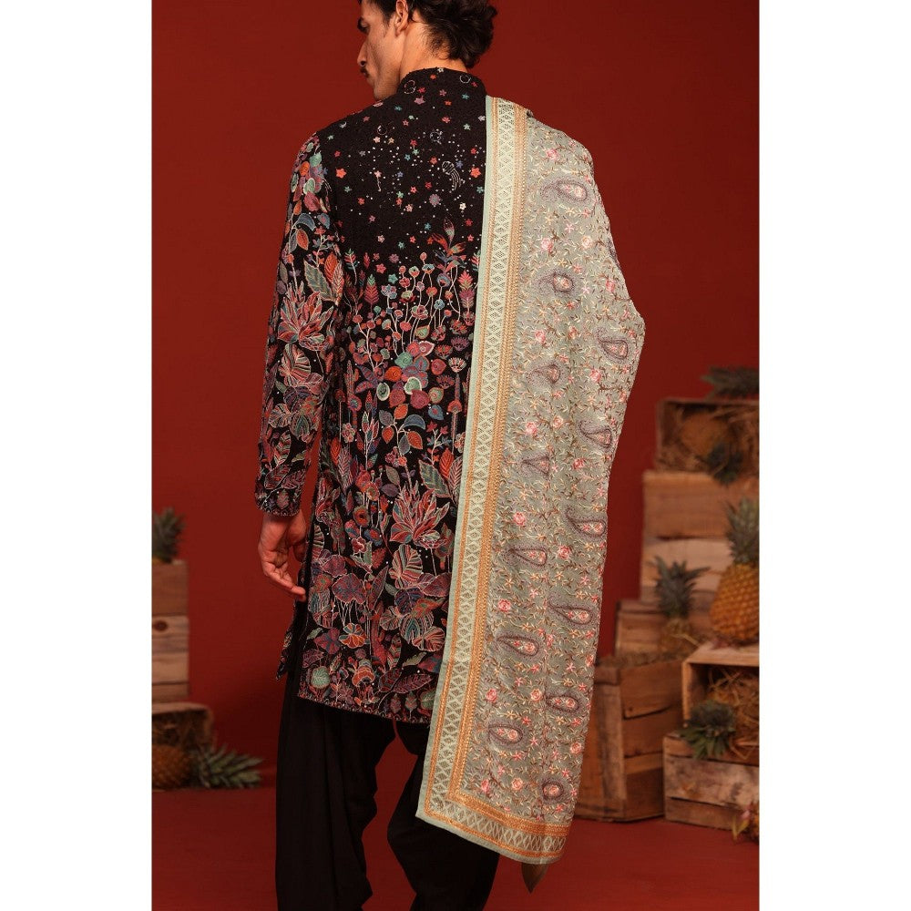 KALPRAAG Shashwat Black Kurta with Patiala Pant and Dupatta