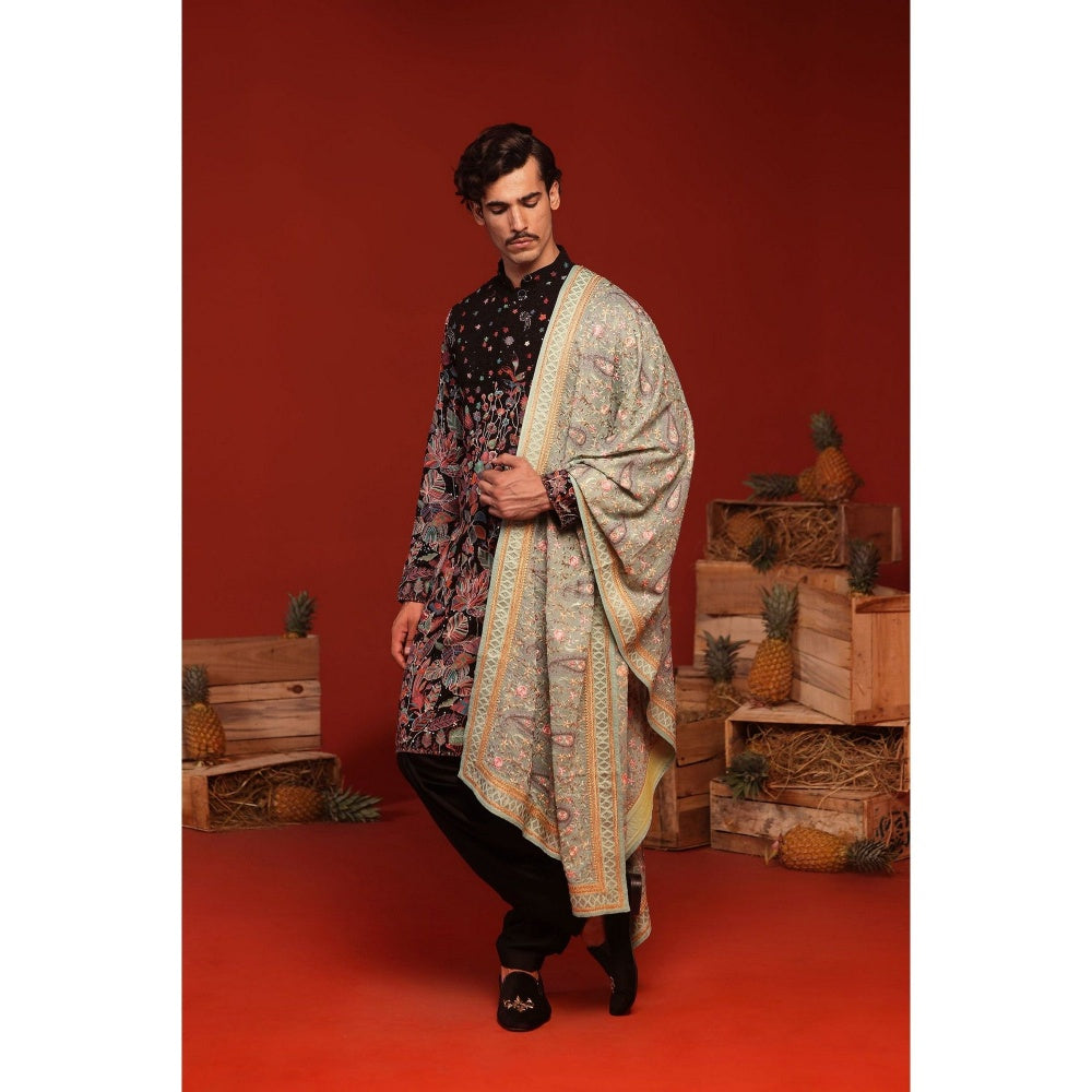 KALPRAAG Shashwat Black Kurta with Patiala Pant and Dupatta