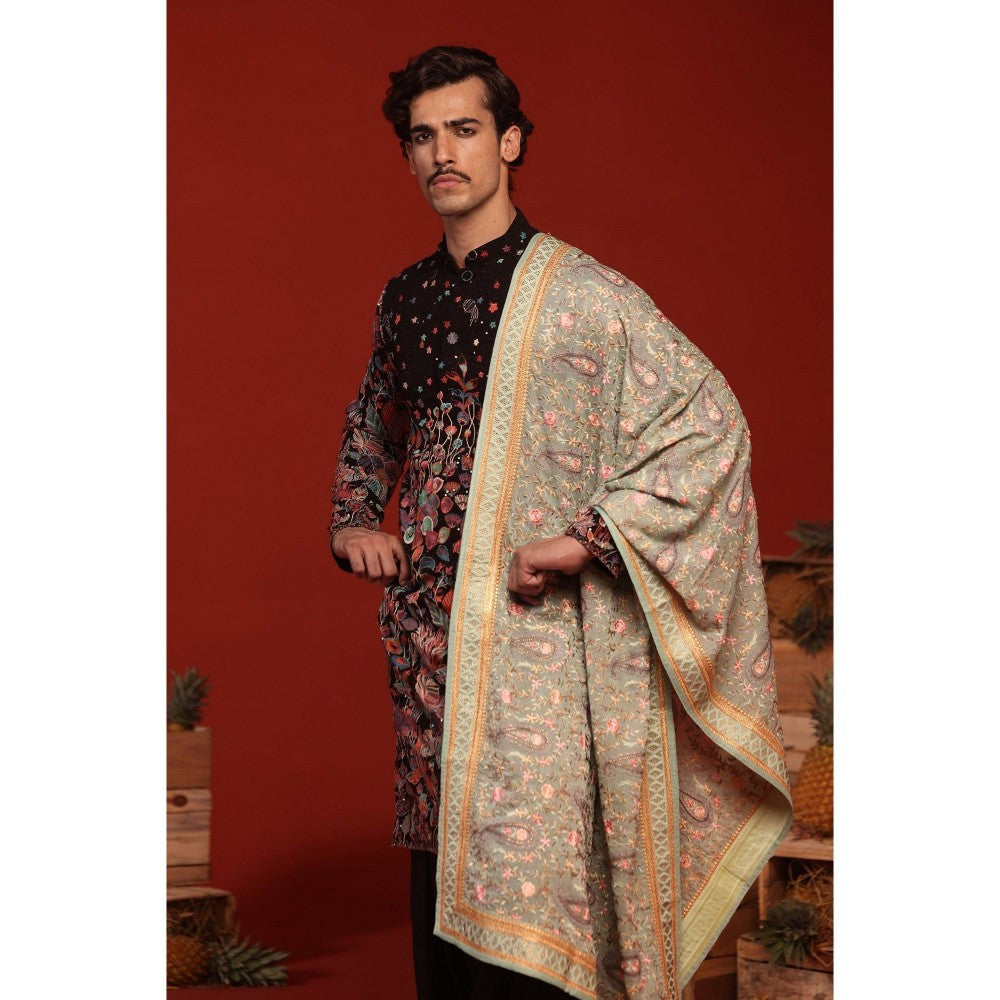 KALPRAAG Shashwat Black Kurta with Patiala Pant and Dupatta