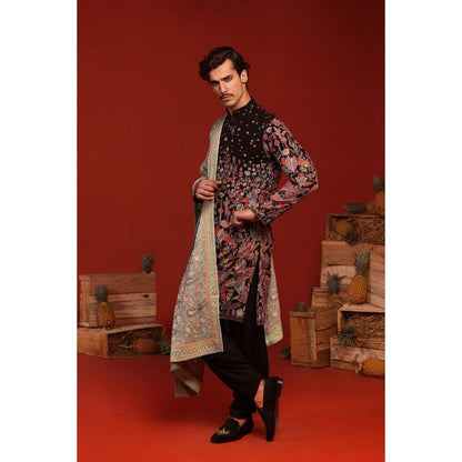 KALPRAAG Shashwat Black Kurta with Patiala Pant and Dupatta