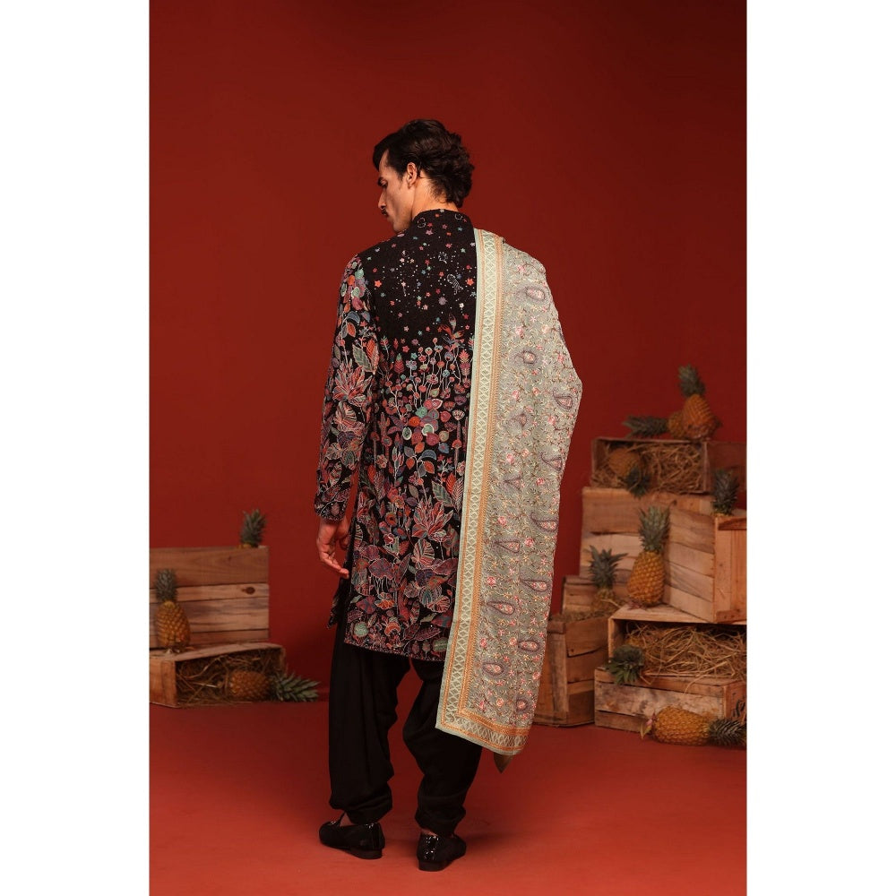 KALPRAAG Shashwat Black Kurta with Patiala Pant and Dupatta