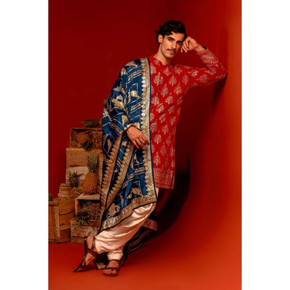 KALPRAAG Pravar Red Kurta with Patiala Pant and Dupatta