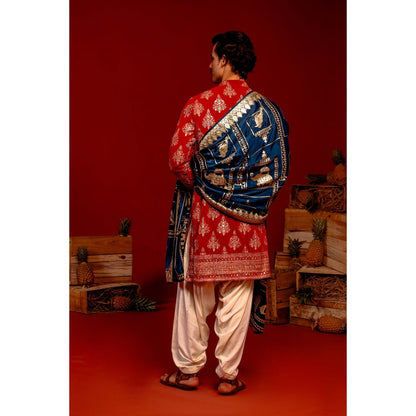 KALPRAAG Pravar Red Kurta with Patiala Pant and Dupatta