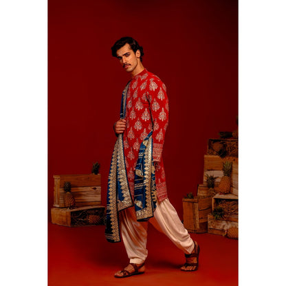 KALPRAAG Pravar Red Kurta with Patiala Pant and Dupatta