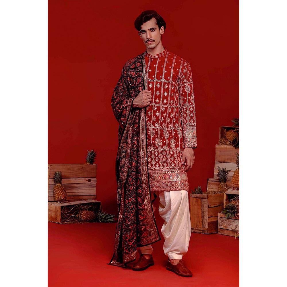 KALPRAAG Krish Maroon Kurta with Patiala Pant and Dupatta