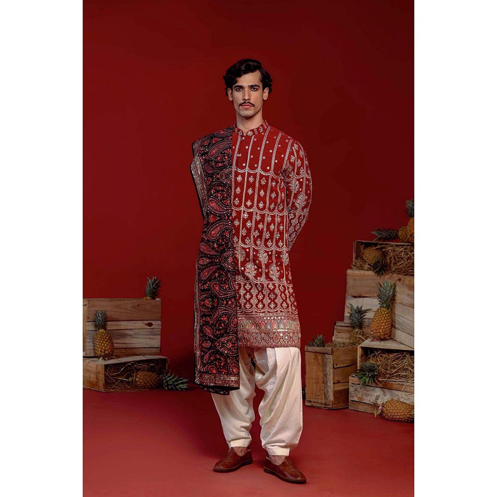 KALPRAAG Krish Maroon Kurta with Patiala Pant and Dupatta