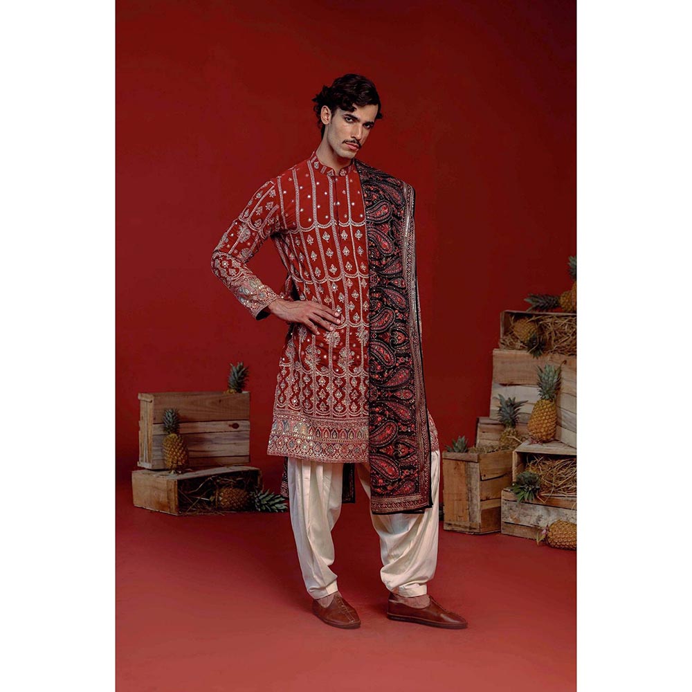 KALPRAAG Krish Maroon Kurta with Patiala Pant and Dupatta
