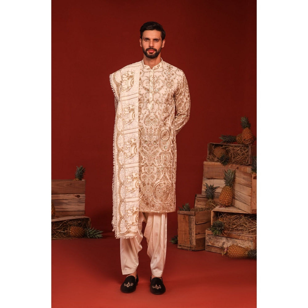 KALPRAAG Shubh Ivory Kurta with Patiala Pant and Dupatta
