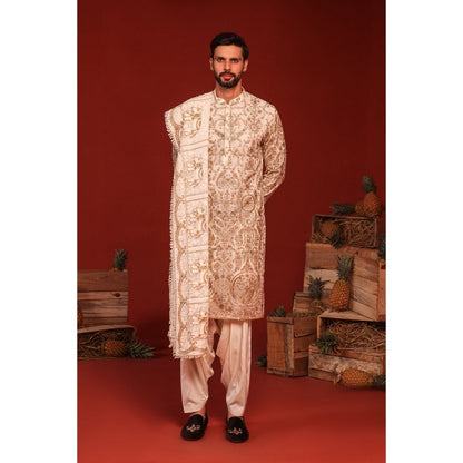 KALPRAAG Shubh Ivory Kurta with Patiala Pant and Dupatta
