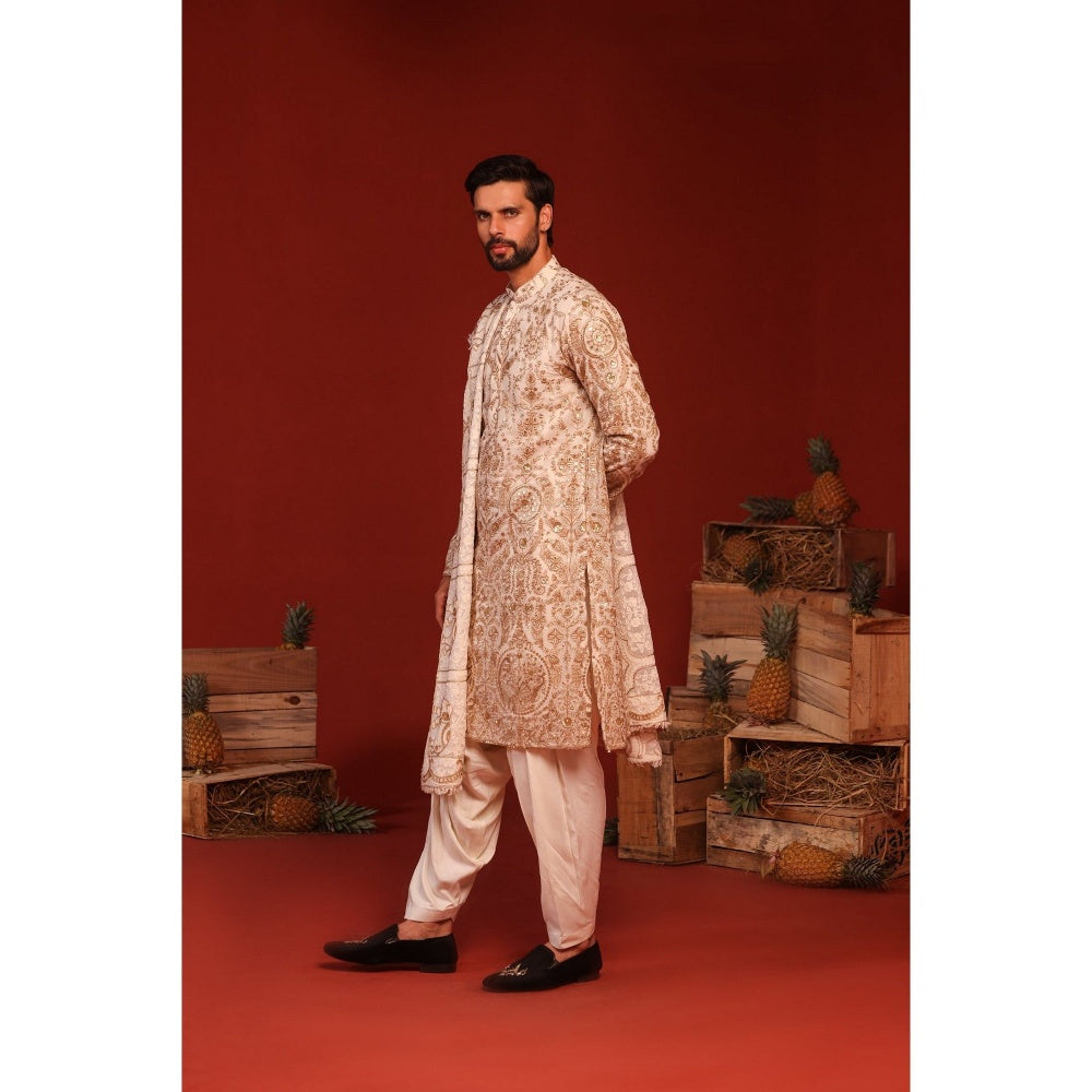KALPRAAG Shubh Ivory Kurta with Patiala Pant and Dupatta