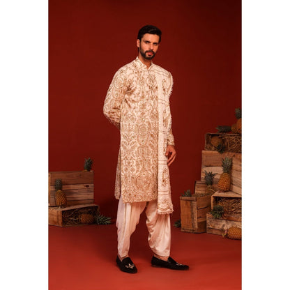 KALPRAAG Shubh Ivory Kurta with Patiala Pant and Dupatta