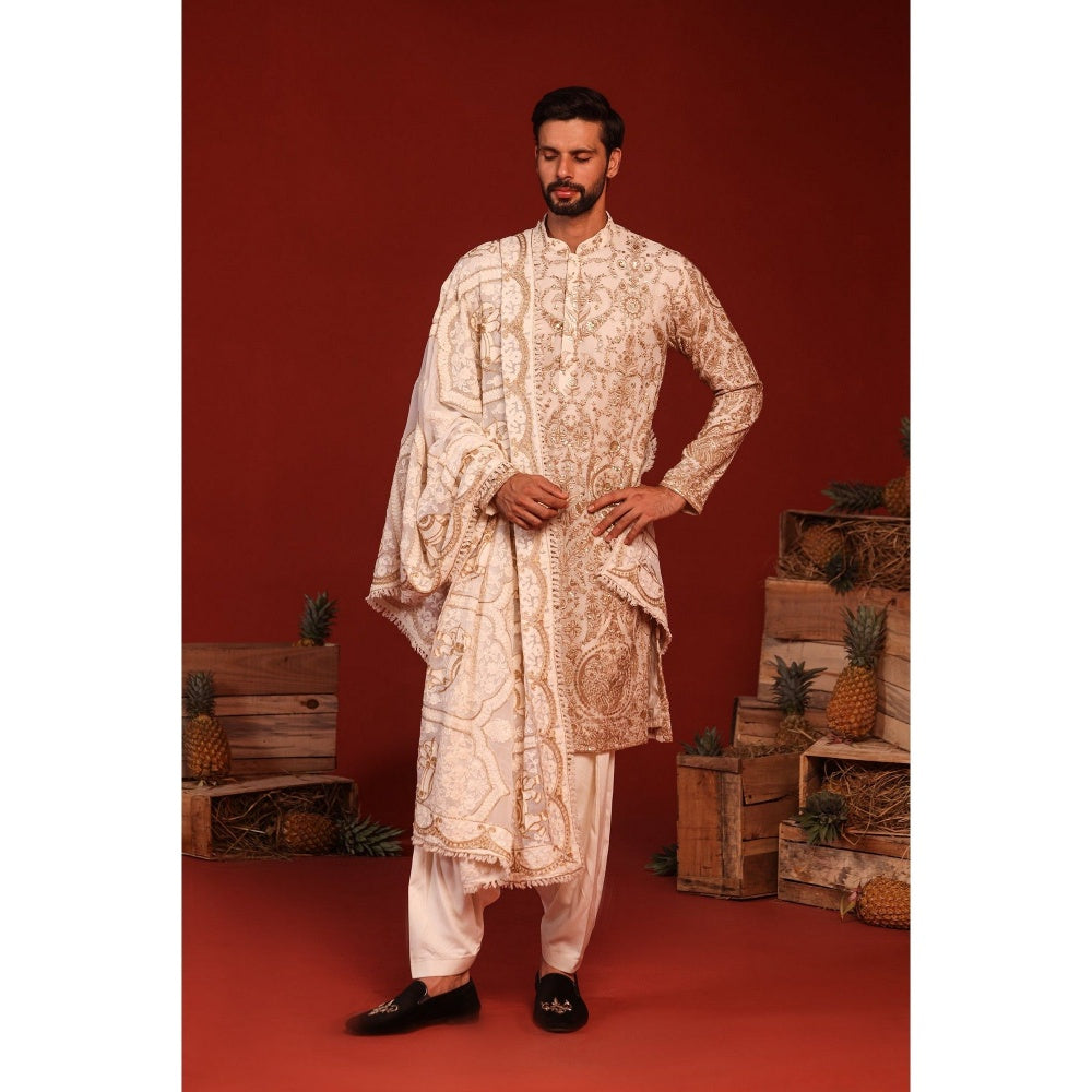 KALPRAAG Shubh Ivory Kurta with Patiala Pant and Dupatta