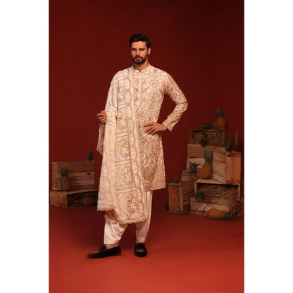 KALPRAAG Shubh Ivory Kurta with Patiala Pant and Dupatta