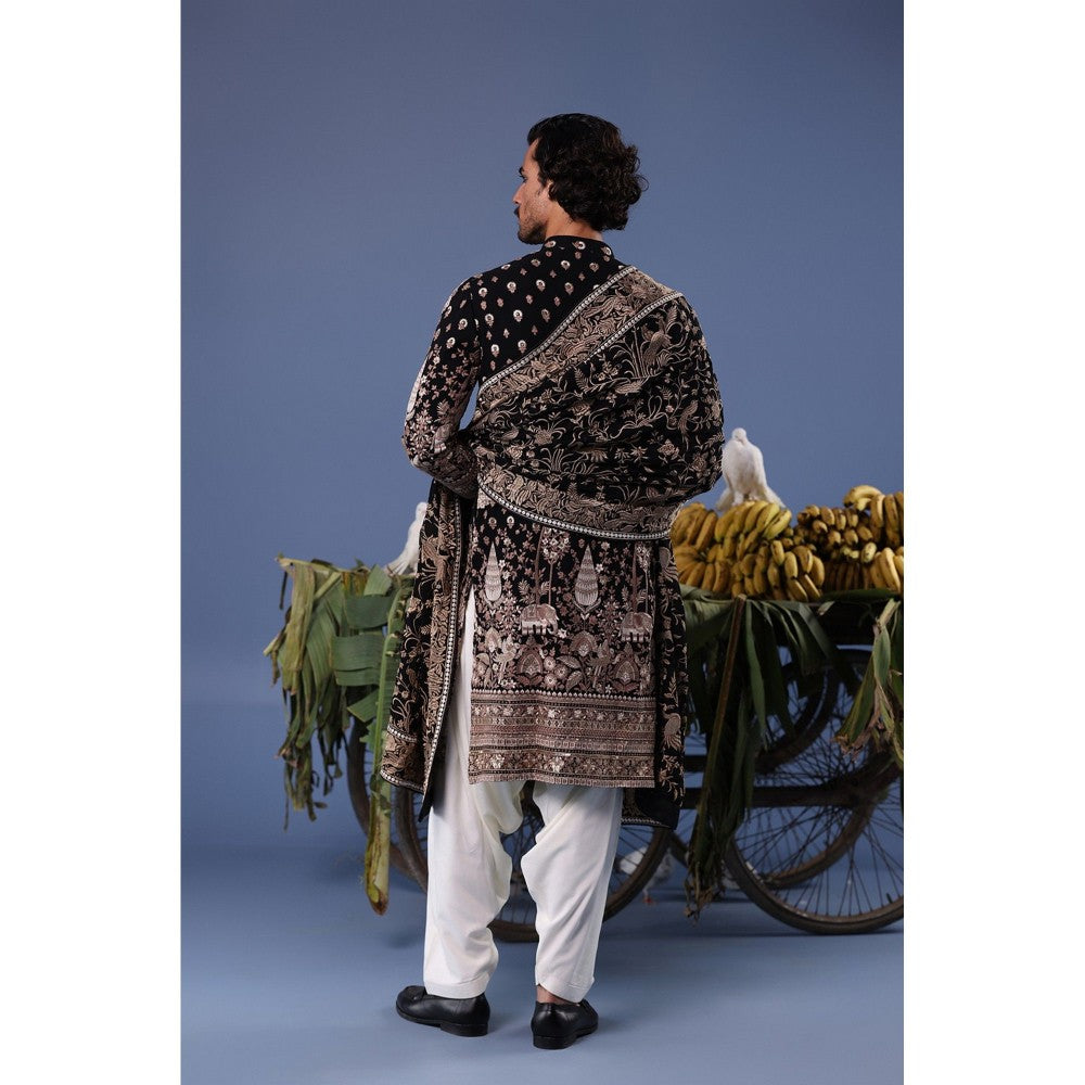 KALPRAAG Black Viscose Embroidered Kurta with Salwar and Dupatta