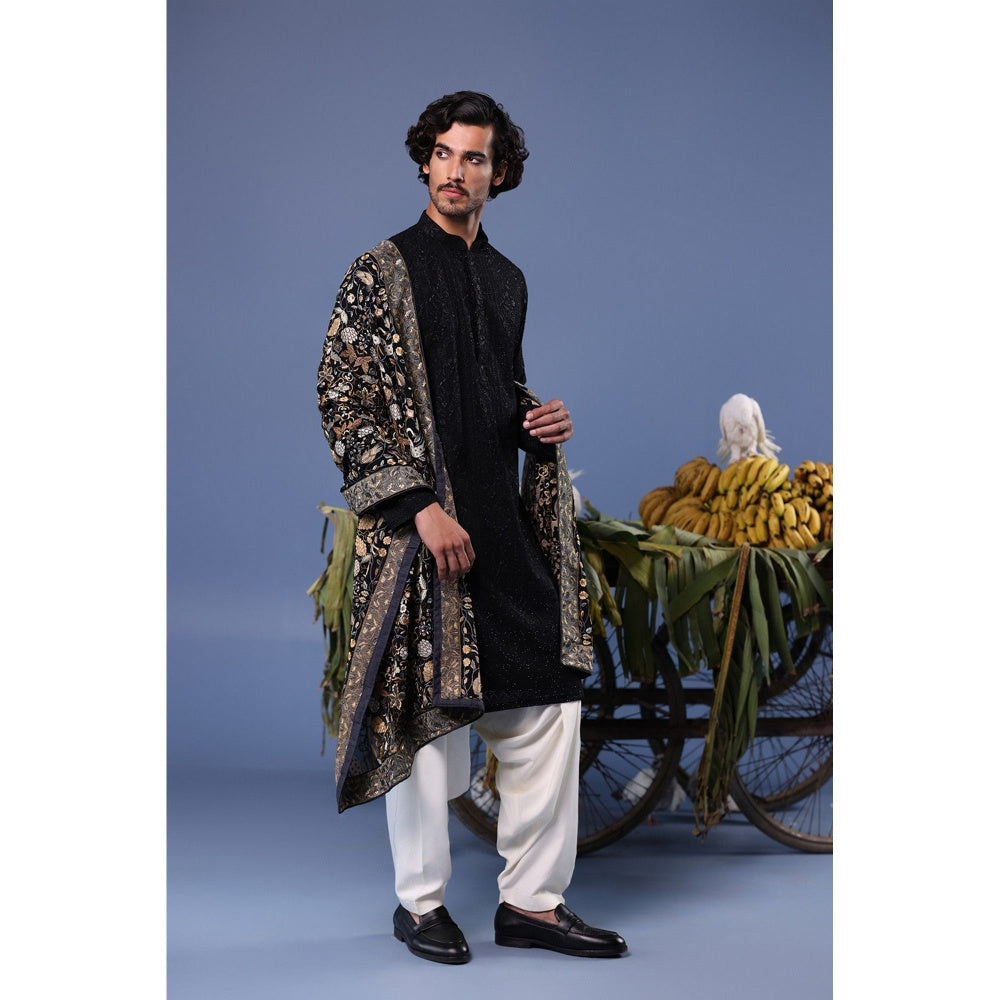 KALPRAAG Black Viscose Embroidered Kurta with Salwar and Dupatta