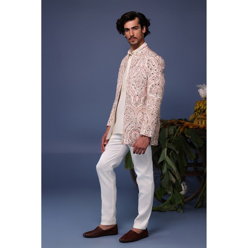 KALPRAAG Multi-Colour Viscose Embroidered Kurta with Jacket and Trouser