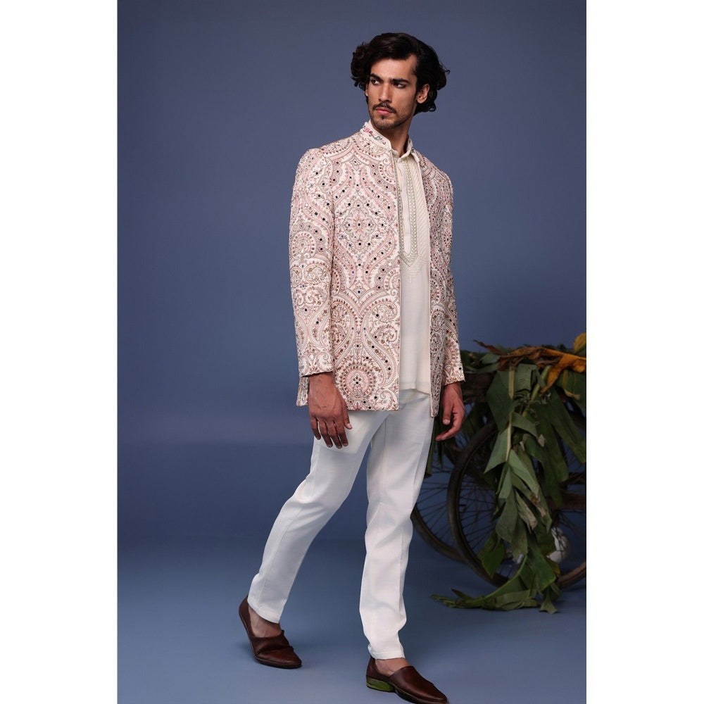 KALPRAAG Multi-Colour Viscose Embroidered Kurta with Jacket and Trouser