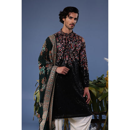 KALPRAAG Black Viscose Embroidered Kurta with Salwar and Dupatta