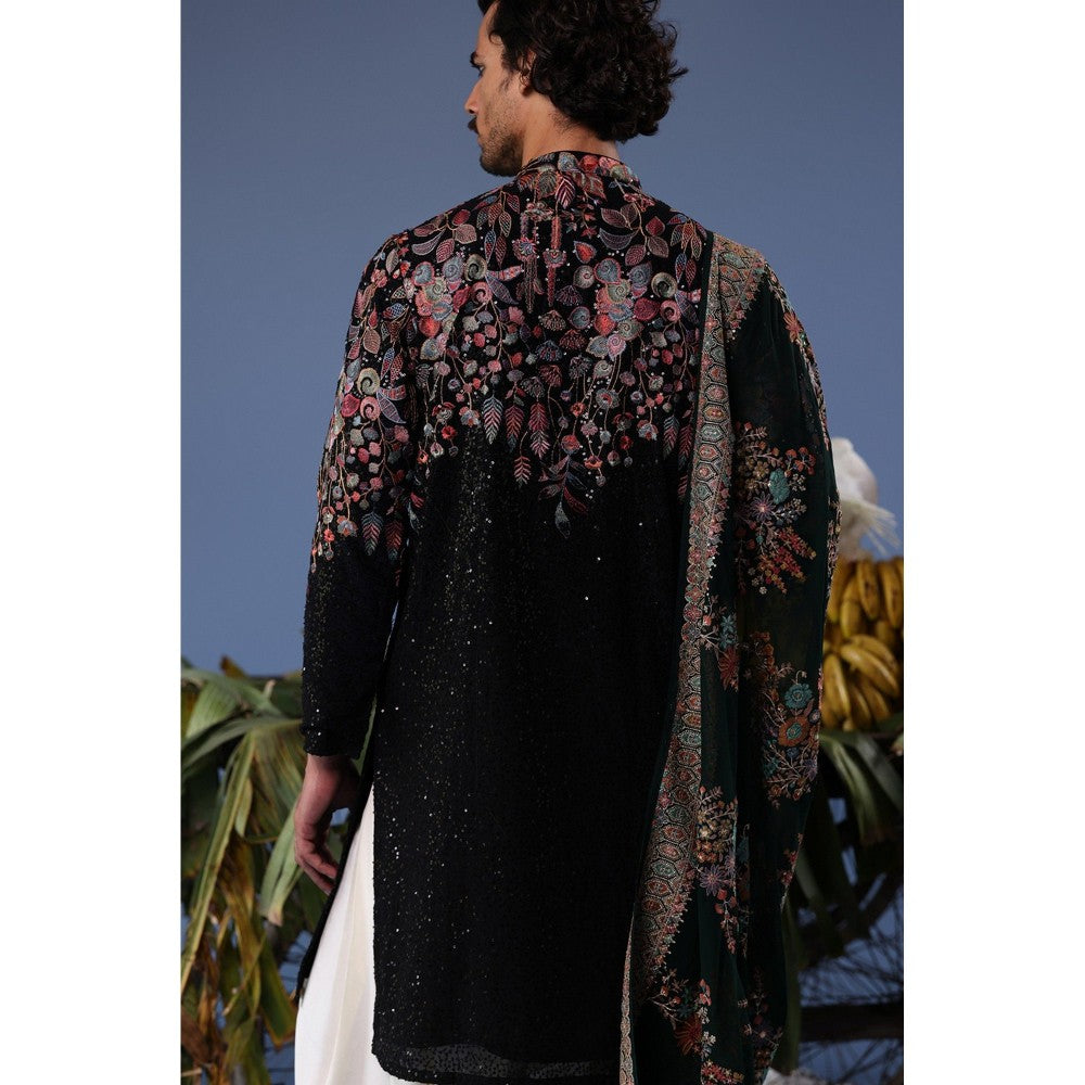 KALPRAAG Black Viscose Embroidered Kurta with Salwar and Dupatta