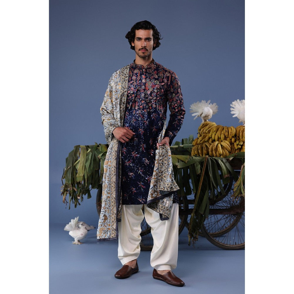 KALPRAAG Black Viscose Embroidered Kurta with Salwar and Dupatta