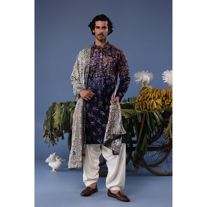 KALPRAAG Black Viscose Embroidered Kurta with Salwar and Dupatta