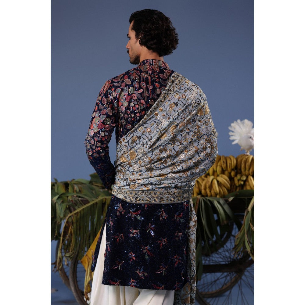 KALPRAAG Black Viscose Embroidered Kurta with Salwar and Dupatta
