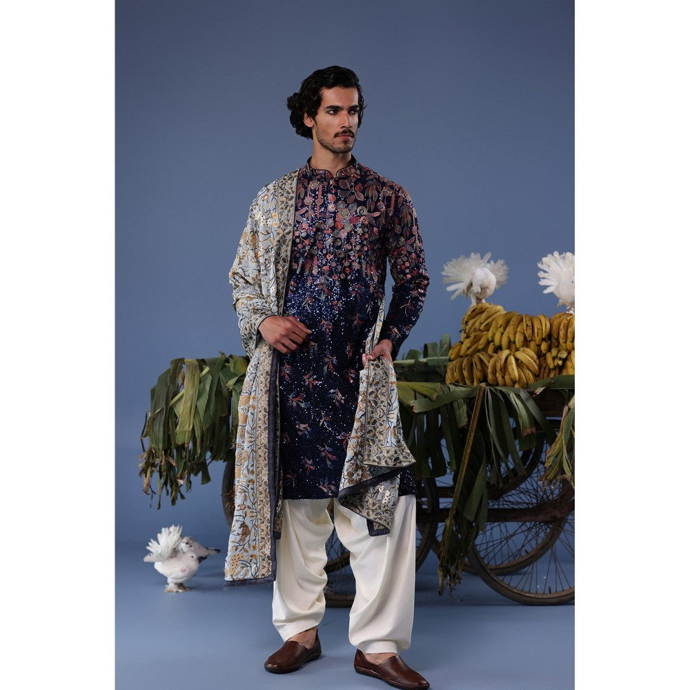 KALPRAAG Black Viscose Embroidered Kurta with Salwar and Dupatta
